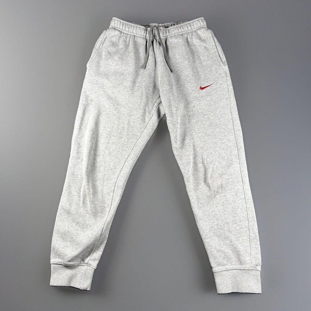 Nike Club Fleece Men's Jogger Pants Gray Red Swoosh Size Small ZZ1616-063
